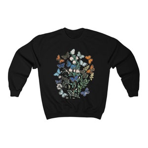 Vintage Butterfly Bouquet Sudadera Botánica Sudadera Unisex Mariposa imagen 4