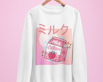 Strawberry Milk Sweatshirt Vaporwave 