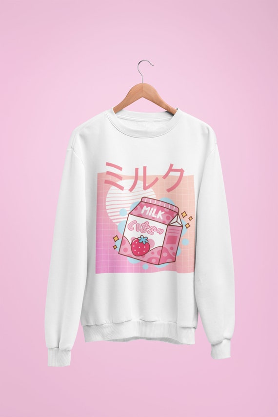 Strawberry Milk Sweatshirt Vaporwave Kawaii Sweatshirt Harajuku Clothing Anime Sweater Japan Sweatshirt UNISEX Etsy Canada