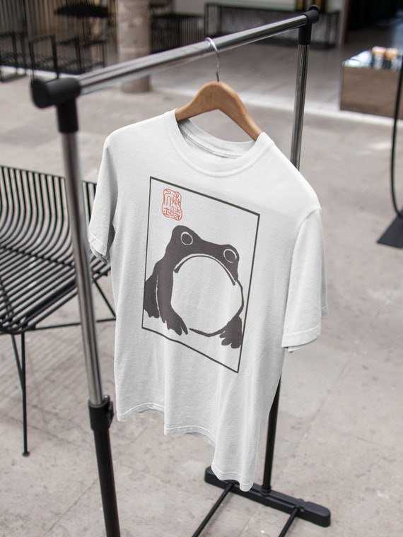 Unimpressed Frog shirt - Grumpy Frog shirt - Japanese Aesthetic by Matsumoto Hoji, Organic Unisex T-Shirt, Vintage Style Art T-shirt