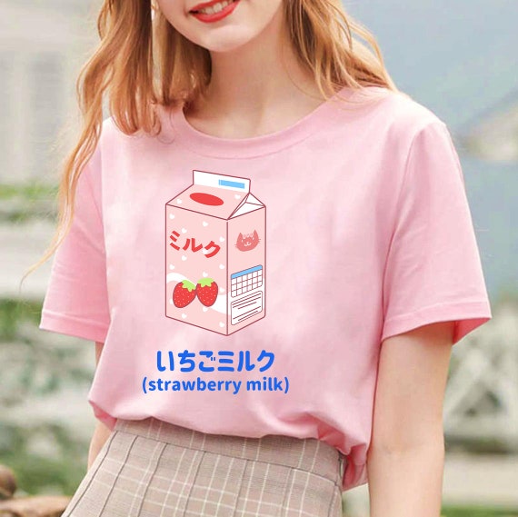 Strawberry Milk Shirt, Aesthetic Clothing, Kawaii Shirt, Pastel