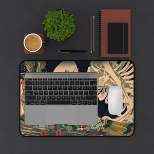 Japanese View Desk Pad, Utagawa Skeleton Spector, Great Wave, Mouse Pad ,Desk Mat,Cute Desk Decoration,Office Desk Mat Pad,Desktop Mat image 6