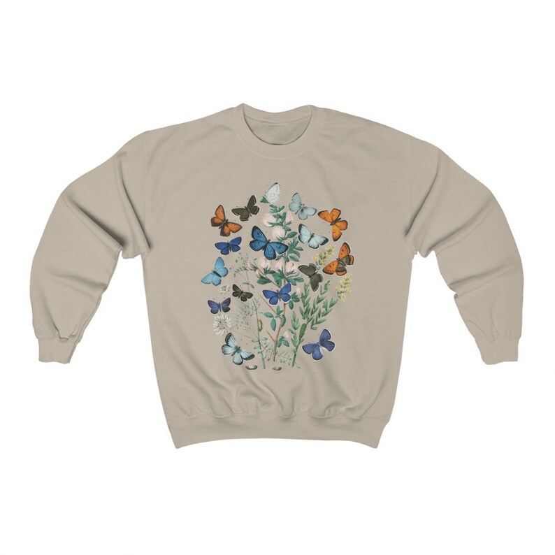 Vintage Butterfly Bouquet Sudadera Botánica Sudadera Unisex Mariposa imagen 10