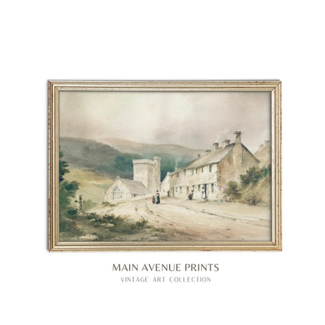 European Town Art Print Landscape Oil Painting Gallery Wall Art