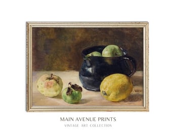 Fruit in Vase Wall Art Print | Still Life Fruit Painting | Vintage Fruit Painting | Printable Art