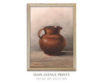 Rust Tone Pitcher Art Print | Still Life Painting Art Print | Simple Still Life Print | Kitchen Art Print | Kitchen Art | Pitcher Art Print