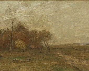 Pintura de paisaje de otoño silenciada / Pintura de otoño vintage / Pintura de otoño vintage / Paisaje de otoño / Paisaje de tonos apagados / Arte imprimible