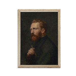 Vintage Oil Painting | Vincent Van Gogh Portrait | Man Portrait Print | Moody Wall Art | Vintage Oil Painting | Antique Art | Printable Art