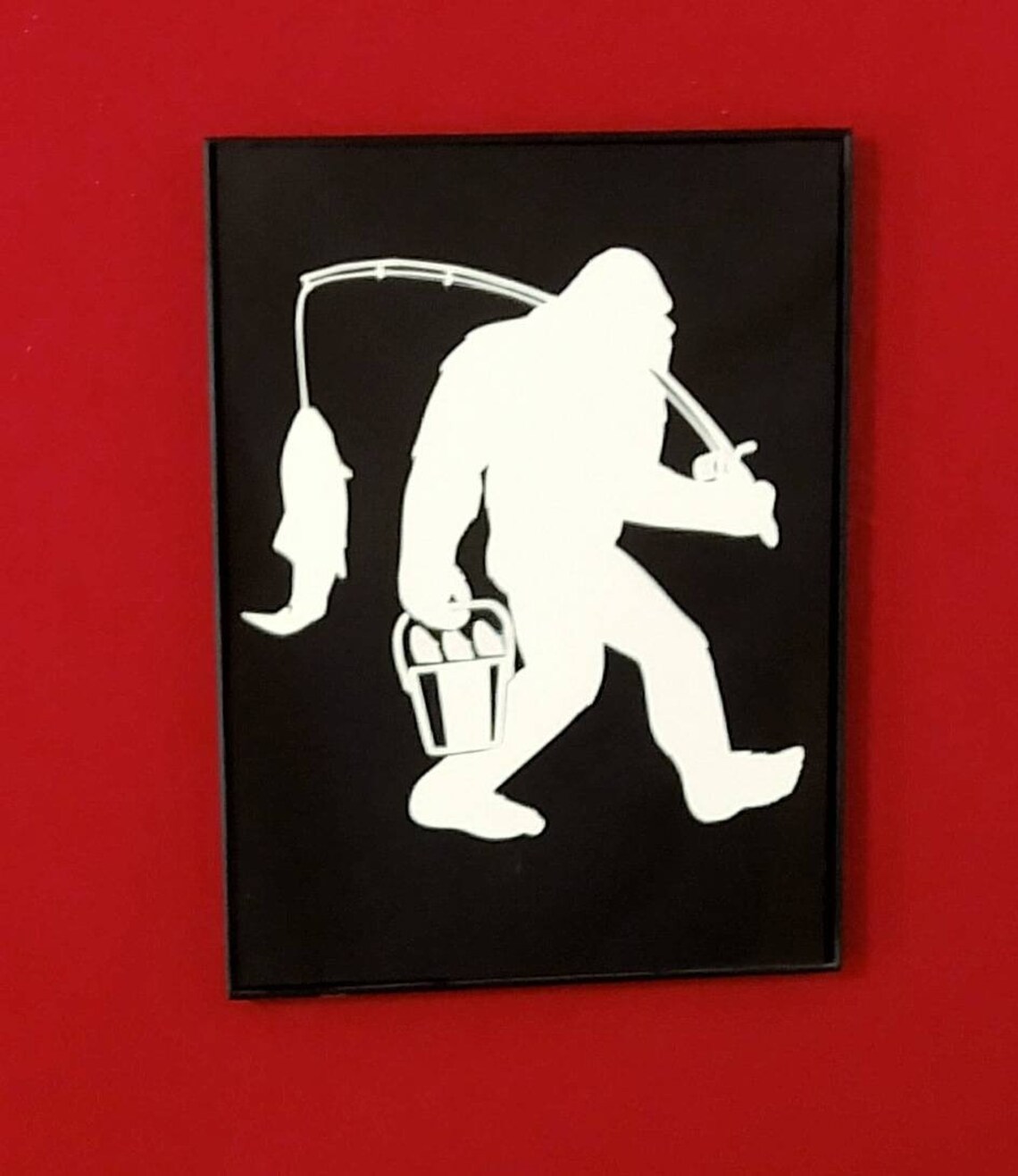 Bigfoot Fishing Wall Stencil - Etsy