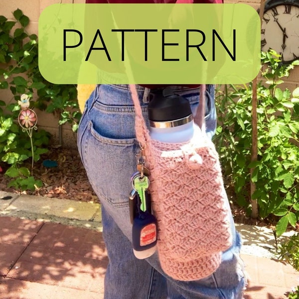 The Sally Bag PATTERN (with photos) - Crochet Water Bottle Holder Phone and Key Carrier