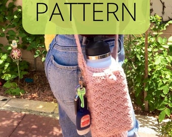 The Sally Bag PATTERN (with photos) - Crochet Water Bottle Holder Phone and Key Carrier