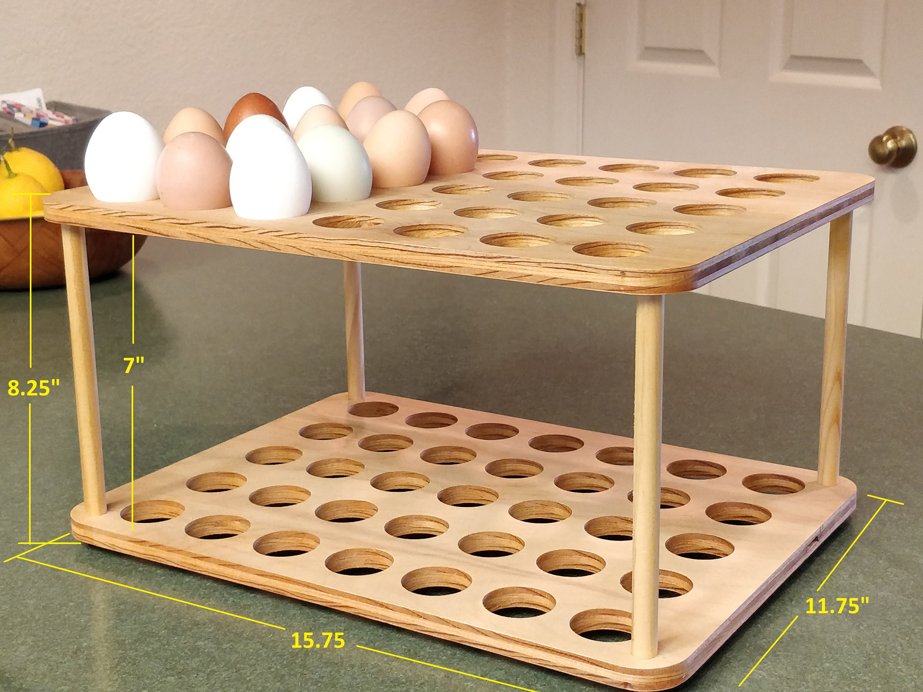 Wooden Egg Holder Countertop Stackable Egg Rack for Fresh Eggs 