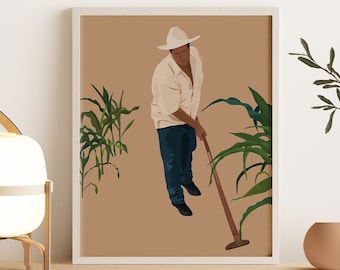 Dominican Republic Art Print, Dominican Farmer Poster, Mexican Farmer Poster, Mexican Wall Art, Central American, Hispanic Art, Latino Decor