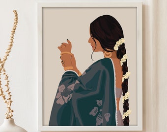 Indian Woman Bangles Art Print, South Asian Decor, Desi Art, Brown Girl, Traditional Poster