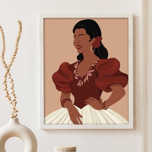 Mexican Wall Art, Mexico Woman Print, Hispanic Art, Folklore Art, Hispanic Heritage Month, Latino Folk Art Prints, Latin American Portrait