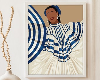 El Salvador Art Print, Salvadoran Woman Poster, Salvador Traditional Portrait, Salvadorean Art, Central American, Hispanic Art, Latino Art