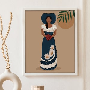 Dominican Republic Art Print, Dominican Woman Poster, Dominica Traditional Portrait, Dominican Art, Central American, Hispanic Art, Latino