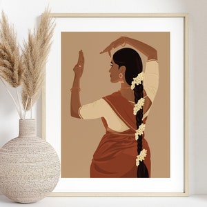 Kuchipudi Art, Indian Classical Dancer, Bharatanatyam Art, Brown Girl Art, Desi Art, South Asian Woman Art, Tamil girl Art, American Indian