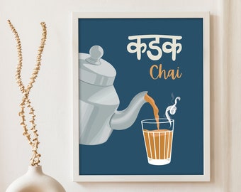 Kadak Chai Wall Art, South Asian Art, Indian Art Print, Dining Wall Art Print, Chai Poster, Indian Kitchen Art , Desi Art, Housewarming Gift