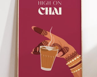 Chai Wall Art, Indian Kitchen Prints, Desi Wall Art, Indian Restaurant Art, Chai Print, Tea Art Print, Indian Art, Desi Art, South Asian Art