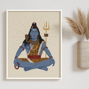 Lord Shiva Art Print, Shiva Wall Art, Hindu God art, Hindu Artwork, Shiva Poster, Hindu Art, Meditation poster, Spiritual Wall Art, Mahadev
