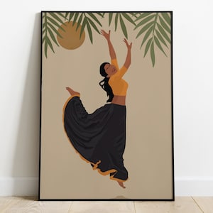 Indian Woman Dancing Art, Brown Girl Art, Desi Art, South Asian Art, Tamil girl, Indian Art, American Indian Art, Telugu, Pakistani Wall Art