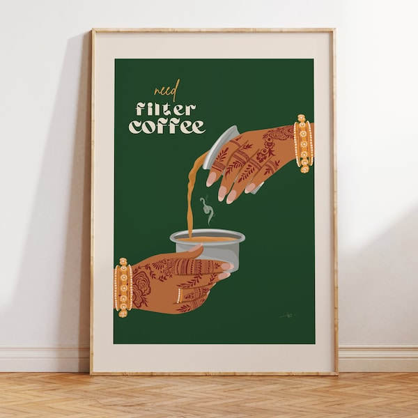 Filter Coffee Print, Indian Art, Retro Art, Coffee Print, Filter Kaapi, Desi Wall Art, Kitchen & Dining Art, Indian Restaurant Art, Pop Art