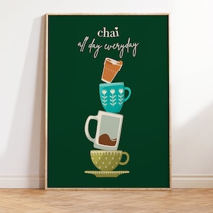 Chai Wall Art, Chai Print, Tea Art Print, Indian Art, Desi Art, South Asian Art, Indian Kitchen Prints, Desi Wall Art, Indian Restaurant Art