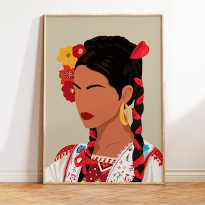 Mexican Woman Art, Mexico Wall Art Print, Hispanic Art, Folklore Art, Hispanic Heritage Month, Latino Art Prints, Latin American Portrait