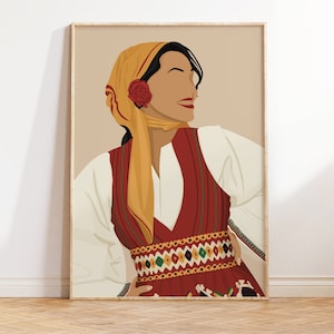 Macedonia Wall Art, Macedonian Folk Dancers, Macedonian Woman Poster, Macedonian Folklore Art, Berovka Dance Digital Art, Balkan Home Decor