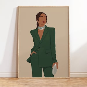 Desi Art, Indian Wall Art, Modern Indian Woman in Suit, South Asian Art, Brown Girl Art, South Indian Art, Tamil Art, Boss Lady, Asian Art