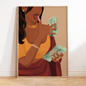 Rich Indian Woman Art, Desi Wall Art, Mom Im a Rich Man Art, Powerful South Asian Woman Art, Indian Art, Tamil Girl, Brown Girl with Money