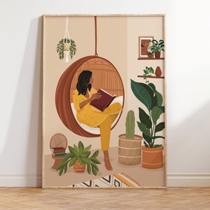 Indian Women In Suit Reading Book Art, Boho Art, Desi Art, Indian Book Lovers Wall Art, South Asian Art, Indian Art, Tamil Girl, Brown Girl