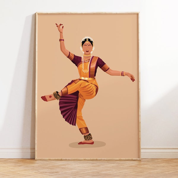 Bharatanatyam Art, Desi Art, Tamil Girl Art, South Asian Art, Indian Wall Art, Modern Indian art, South Indian Art, Classical Dancer Poster