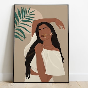 South Asian Wall Art, Desi Art, Modern Indian Woman Art, South Asian Art, Brown Girl Art, South Indian Art, Tamil Art, Indian Wall Art, Desi