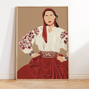 Macedonia Wall Art, Macedonian Folk Dancers, Macedonian Woman Poster, Macedonian Folklore Art, Berovka Dance Digital Art, Balkan Home Decor