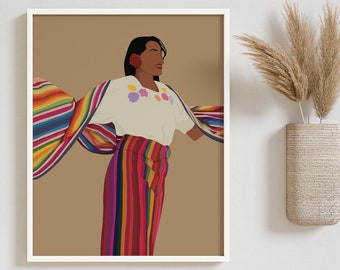 El Salvador Art Print, Salvadoran Woman Poster, Salvador Traditional Portrait, Salvadorean Art, Central American, Hispanic Art, Latino Art