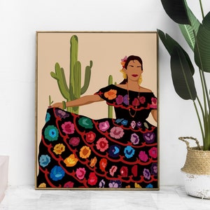 Mexican Wall Art, Chiapas Woman Print, Hispanic Art, Folklore Art, Hispanic Heritage Month, Latino Folk Art Prints, Latin American Portrait