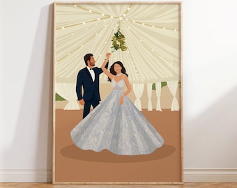 Indian Couple Dancing Art, Indian Art, Desi Art, South Asian Art, Brown Couple Art, Valentine's Gift, For him/her, Anniversary Gift, Sangeet