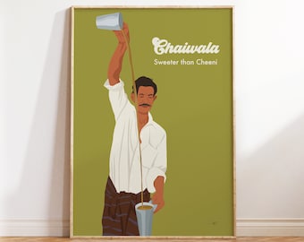 Chaiwala Art, Indian Kitchen Prints, Desi Wall Art, Indian Restaurant Art, Chai Print, Tea Art Print, Indian Art, Desi Art, South Asian Art