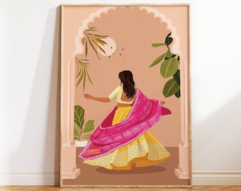 Indian Art, Desi Art, Indian Wall Art, South Asian Art, Asian Art, South Indian Art, Desi, Desi Prints, Indian Art Print, Brown Girl, Tamil