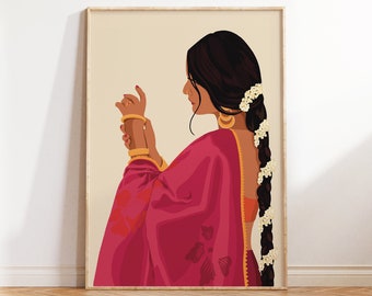 Indian Woman Wearing Bangles Art, Desi Art, Indian Art, South Asian Woman, Brown Girl Art, Tamil girl Art, American Indian Art, Telugu Art