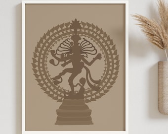 Tanzende Shiva Nataraj Kunstdruck, Shiva Natraja Idol Malerei, Herr des Tanzes, Tempel Mandir Altar im Freien Yoga Studio religiöses Wohndekor