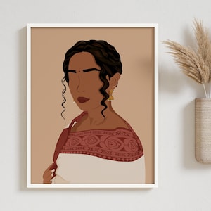 Desi Art, Indian Woman Wall Art, South Asian Art, Brown Girl Illustration, Modern Woman in Saree Art, South Indian Art Decor, Tamil Girl Art