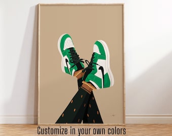 Indian Woman Feet in Sneakers & Payal Art Print, Desi Art, Brown Girl, South Asian, Indian Art, Sneaker Art, Shoe poster, Sneakerhead Decor