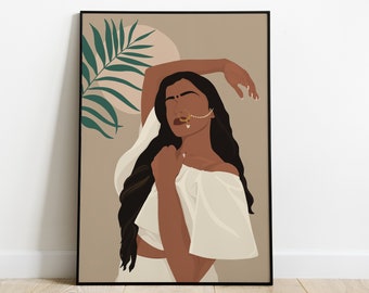 South Asian Wall Art, Desi Art, Modern Indian Woman Art, South Asian Art, Brown Girl Art, South Indian Art, Tamil Art, Indian Wall Art, Desi