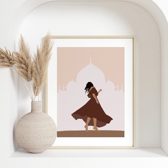 Girl Dancing at Taj Mahal Poster, Brown Girl Art, Desi Art, South Asian  Woman Print, Indian Woman Digital Art, Boho Beige Neutral Wall Decor - Etsy