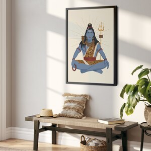 Impression d'art Seigneur Shiva, art mural Shiva, art dieu hindou, oeuvre d'art hindoue, affiche de Shiva, art hindou, affiche de méditation, art mural spirituel, Mahadev image 8