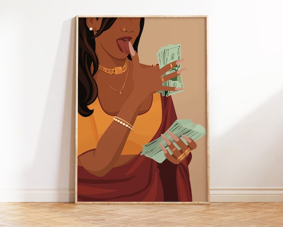 Rich Indian Woman Art, Desi Wall Art, Mom Im a Rich Man Art, Powerful South Asian Woman Art, Indian Art, Tamil Girl, Brown Girl with Money