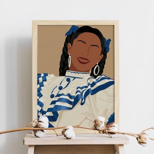 El Salvador Art Print, Salvadoran Woman Poster, Salvador Traditional Portrait, Salvadorean Art, Central American, Hispanic Art, Latino Art image 6